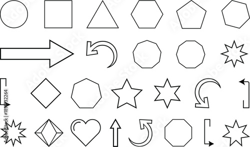 Geometric shapes and symbols silhouette illustrations