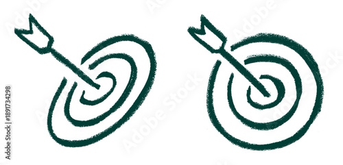 Darts Target Arrow Symbol Crayon Chalk Drawing Doodle Vector Set