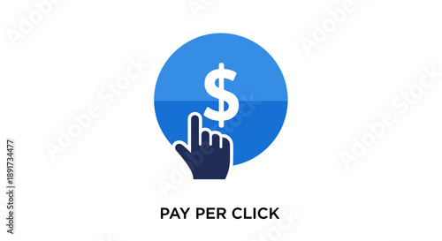 Pay Per Click Icon – Dollar Sign with Hand Cursor Click Symbol