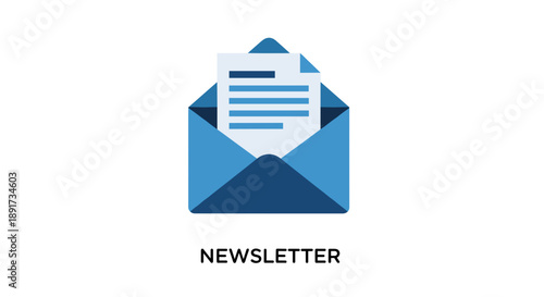 Email Newsletter Icon – Open Envelope with Paper Document