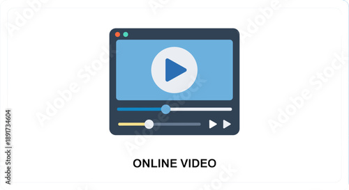 Online Video Icon – Media Player with Play Button in Web Window