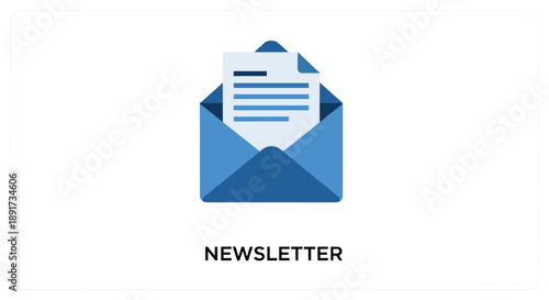 Newsletter Icon – Open Envelope with Letter or Email Document
