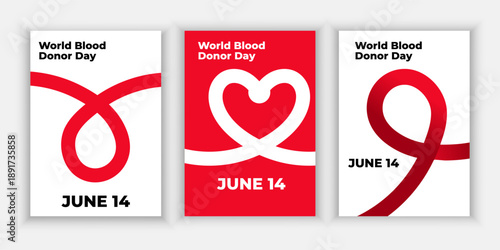 Heart and drop shape design from red lines for background, poster or cover. Layout for World Blood Donor Day, Medicine or Hospital.