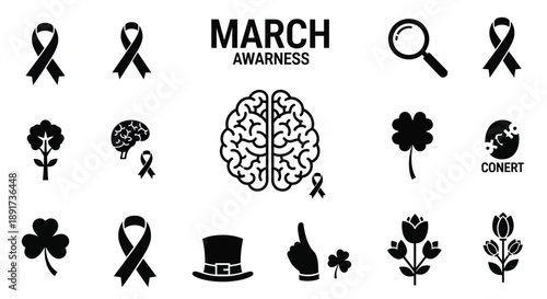 March awareness symbols for brain health campaign