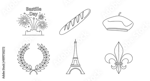 St. Patrick's Day symbols including harp, beer, and coins  