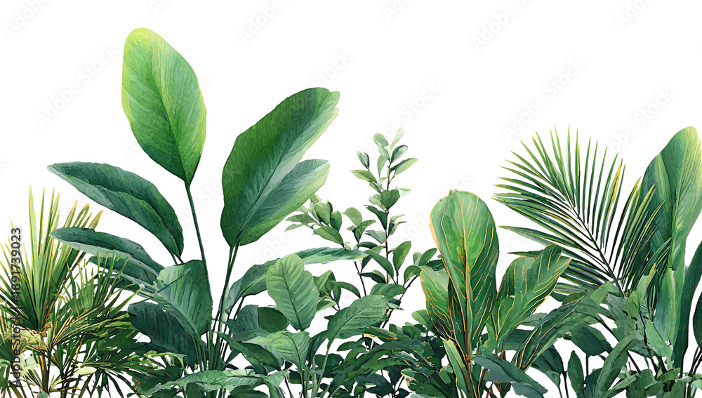 Obraz premium Lush tropical foliage, vibrant greens