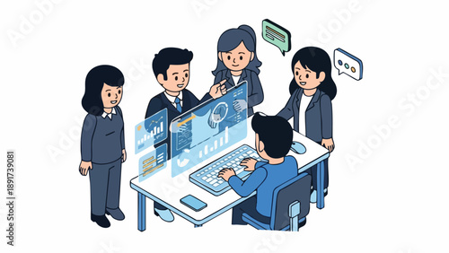 High-Performing Team Analyzing Growth Metrics using Advanced Business Intelligence Dashboard