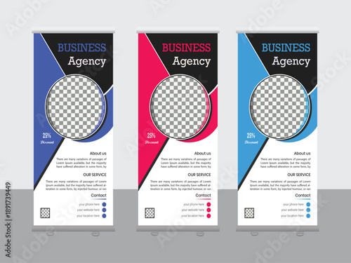 business roll up banner design, digital roll up banner template, modern roll up banner of red and blue color, Unique roll up banner design, one color roll up banner template.