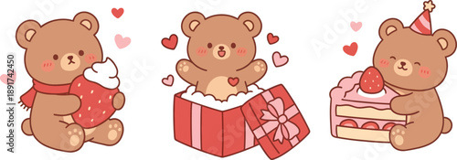 Capybara valentines day set, capybaras with hearts and wings vector illustration, cute teddy bear with hearts and love balloons, valentine illustration