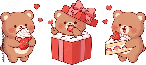Capybara valentines day set, capybaras with hearts and wings vector illustration, cute teddy bear with hearts and love balloons, valentine illustration