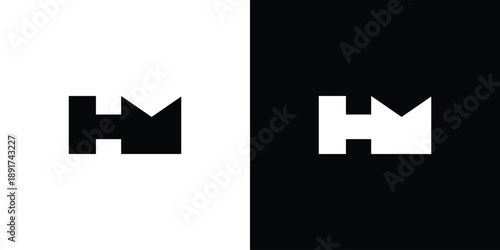 Bold and unique letter HM initials logo design