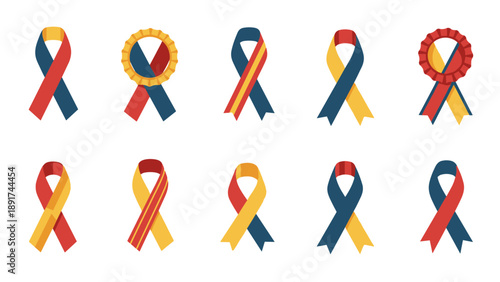 Colorful Awareness Ribbons Vector Illustration Symbols For Different Causes