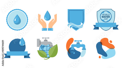 Water Conservation Icons: Promoting Sustainability and Environmental Awareness Design