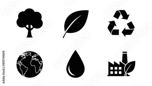 Eco-Friendly Icons Symbolize Sustainability Recycling and Environmental Awareness