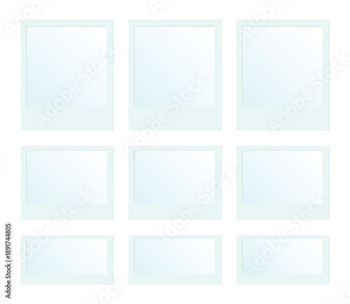 Minimal photo frame mockup grid with soft blue accents. Clean empty placeholders isolated on light background. Ideal for gallery layouts, branding presentations, and print templates.Mobile