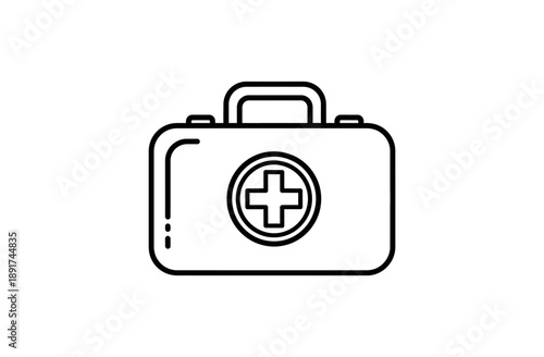 Modern first aid kit with cross symbol for medical emergencies
