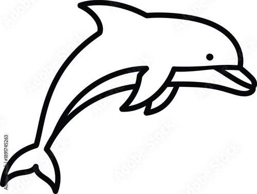 Simple line drawing of a dolphin jumping out of water