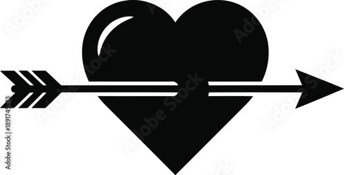 Black heart pierced by arrow graphic love romance