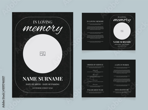 Elegant Funeral Program Bifold Template – In Loving Memory Memorial Service Design