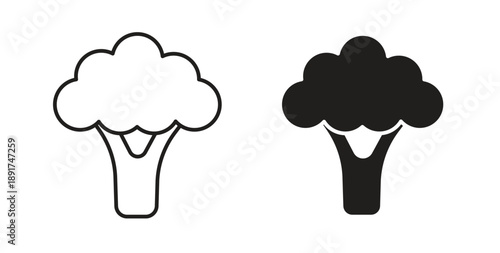 Broccoli icon vector Illustration and outline Icons. vector silhouette.