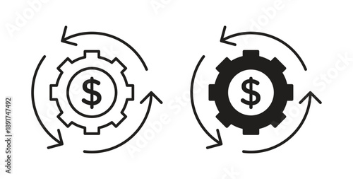 Business model icon vector Illustration and outline Icons. vector silhouette.