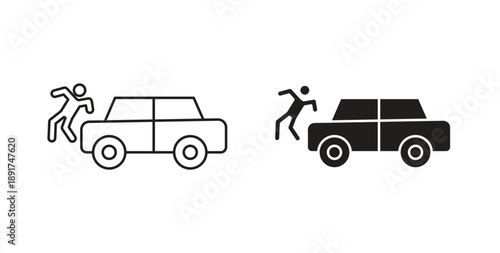 Car accident icon vector Illustration and outline Icons. vector silhouette.