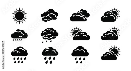 Collection of weather icons for forecast and climate