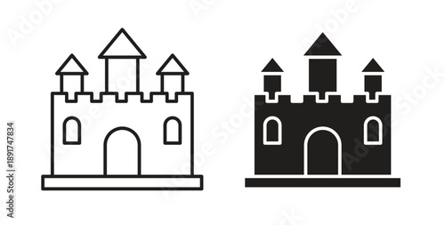 Castle icon vector Illustration and outline Icons. vector silhouette.