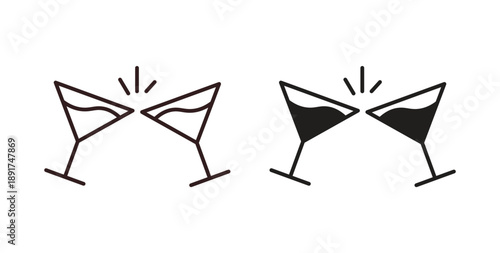 champagne glasses icon vector Illustration and outline Icons. vector silhouette.