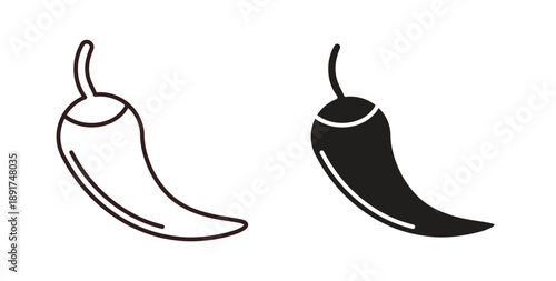 chilli pepper icon vector Illustration and outline Icons. vector silhouette.