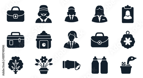 Collection of business and office icons