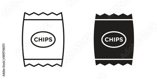 Chips bag icon vector Illustration and outline Icons. vector silhouette.