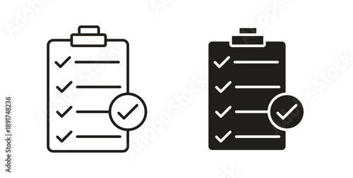 Clipboard check icon vector Illustration and outline Icons. vector silhouette.