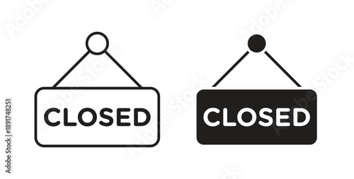 Closed sign icon vector Illustration and outline Icons. vector silhouette.