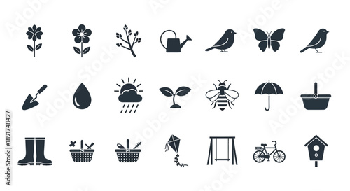 Gardening icons set for design and decoration