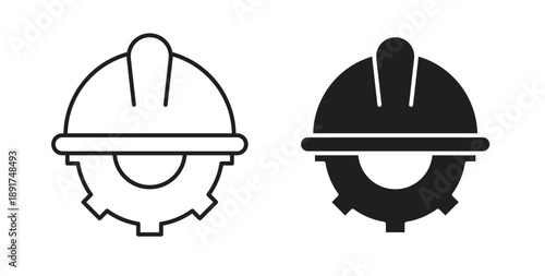 Construction worker icon vector Illustration and outline Icons. vector silhouette.