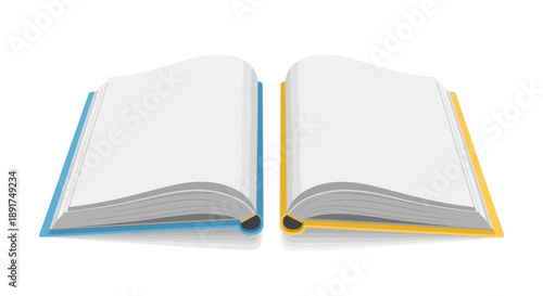 Open Books with Blank White Pages.