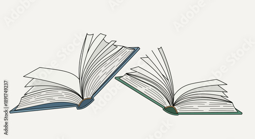 Open Books Illustration with Detailed Pages.