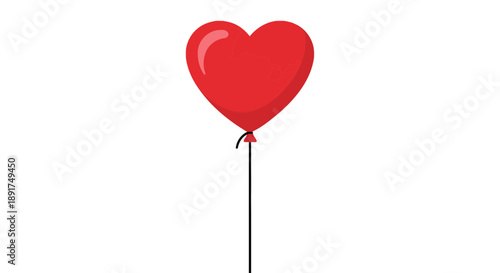Red Heart Shaped Balloon on Stick.