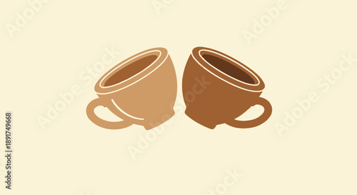 Two Coffee Cups Side by Side Illustration.