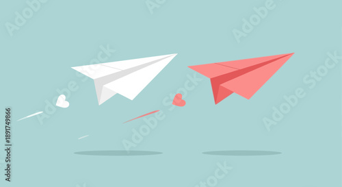 White and Red Paper Airplanes in Flight.