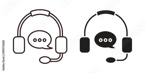 Customer support icon vector Illustration and outline Icons. vector silhouette.