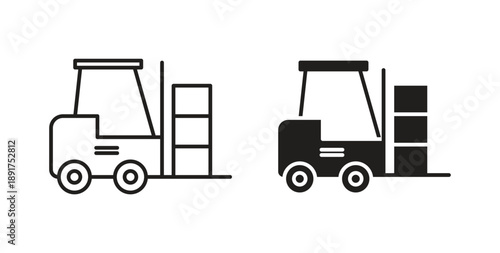 Forklift icon vector Illustration and outline Icons. vector silhouette.