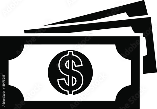 Stack of dollar bills cash icon vector illustration design element for money finance currency business success graphics