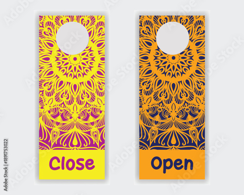 Door hanger mandala interior design template