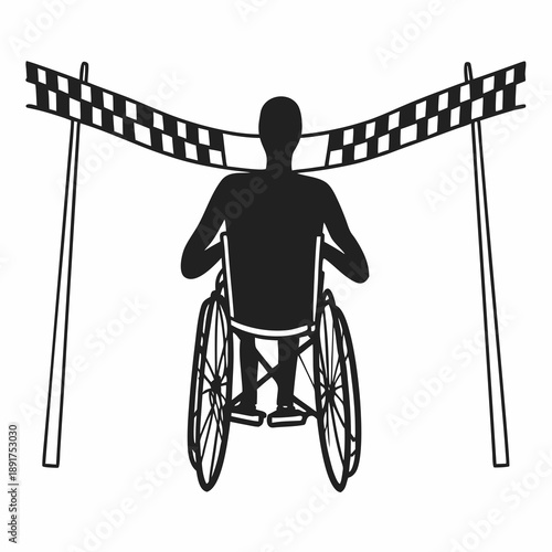 Wheelchair Mountain Summit Achievement Silhouettes Vector