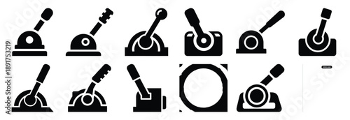 machine throttle silhouette vector icons set, industrial machinery parts abstract mechanical illustration.