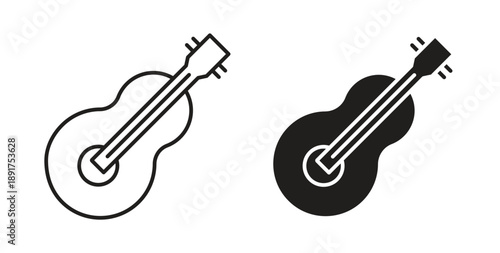 Guitar icon vector Illustration and outline Icons. vector silhouette.