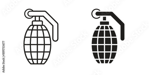 Hand grenade icon vector Illustration and outline Icons. vector silhouette.