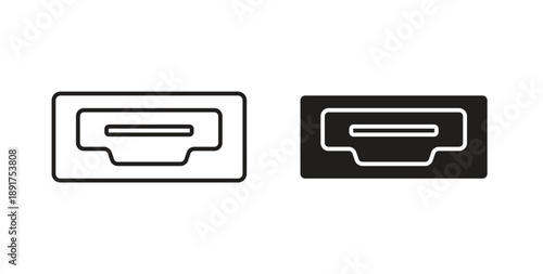 HDMI icon vector Illustration and outline Icons. vector silhouette.